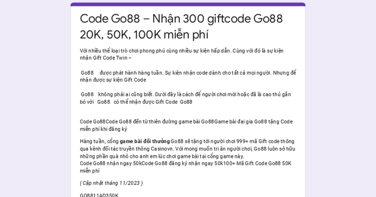 Cách Nhận Giftcode Go88 Tặng Quà Miễn Phí Cho Người Chơi